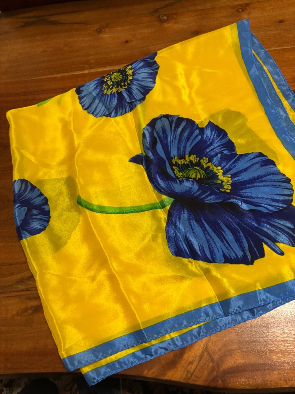 100% Silk Square Scarf, Brillant Colors: Floral Design